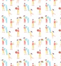 Seamless pattern showing the balance of food and water and the concept of intermittent fasting and healthy lifestyle