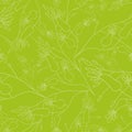 Seamless pattern shown linearly flower on green background.