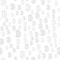 Seamless pattern sign Bitcoin. Black on a white background.