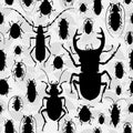 Seamless pattern with silhouette of bugs.