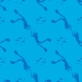 Seamless pattern Silhouette diver with fishes . Active lifestyle