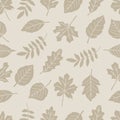 Seamless Pattern of Silhouette Leaves in Brown - Vector IllustrationSeamless Pattern of Silhouette Leaves in Brown - Vector Royalty Free Stock Photo