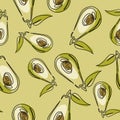 Seamless pattern with silhouettes of avacado.