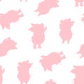 Seamless pattern with silhouettes cartoon pigs