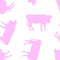 Seamless pattern. Silhouettes of cows.