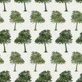 Seamless pattern of silhouettes of deciduous trees