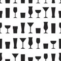 Seamless pattern of silhouettes of different glasses for drinks Royalty Free Stock Photo