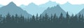Seamless pattern. Silhouettes of forest and mountain, vector illustration