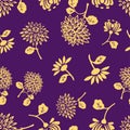Seamless pattern of silhouettes garden flowers