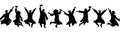 Seamless pattern. Silhouettes of happy jumping students graduates at university. Vector illustration