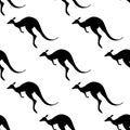 Seamless pattern with silhouettes of kangaroos Royalty Free Stock Photo