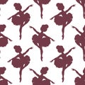 Seamless pattern, silhouettes of little girls ballerinas on a white background. Background, print vector Royalty Free Stock Photo