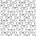 Seamless pattern, silhouettes of vision glasses on a white background. Background, print