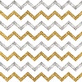 Seamless pattern of silver gold zigzag chevron