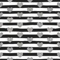 Seamless pattern of silver hearts Royalty Free Stock Photo