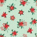 Seamless pattern of simple Christmas flowers bouquet Royalty Free Stock Photo