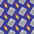 Seamless pattern simple cute writing paper and pencil with beautiful colors