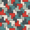 Seamless pattern with simple geometric ornament. Repeated puzzle mosaic abstract background.