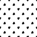 Seamless pattern with simple hearts in black color