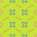 Seamless pattern simple nice symbol X, circle, and zigzag outline