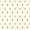 Seamless pattern with simple ornament. Mini kites motif. Repeated triangles background. Minimalist geometric wallpaper