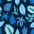 Seamless pattern with simple ornamental leaves. Vector.