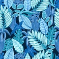 Seamless pattern with simple ornamental leaves. Vector.