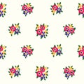 Seamless floral pattern. Cute ditsy print in a folk motif, small flowers bouquets on white. Vector botanical design Royalty Free Stock Photo