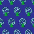 Seamless pattern with simple trees on blue board. Ecology theme. Save the planet. Cartoon background for Kids Royalty Free Stock Photo
