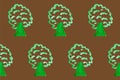 Seamless pattern with simple trees on brown board. Ecology theme. Save the planet. Cartoon background for Kids Royalty Free Stock Photo