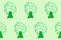 Seamless pattern with simple trees on green board. Ecology theme. Save the planet. Cartoon background for Kids Royalty Free Stock Photo