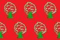 Seamless pattern with simple trees on red board. Ecology theme. Save the planet. Cartoon background for Kids. Doodle style, Royalty Free Stock Photo