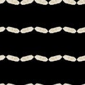 Seamless pattern of a skein of white rope on a black background