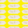 Seamless pattern of a skein of white rope on a yellow background