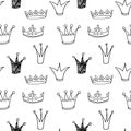 Seamless pattern with sketch crowns.