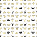 Seamless pattern with sketch crowns.