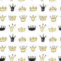 Seamless pattern with sketch crowns.