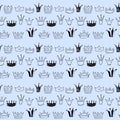 Seamless pattern with sketch crowns.