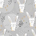 Seamless pattern with Sketch doodle rabbit print.