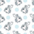 Seamless pattern sketch graphic illustration rabbit magic with mystic and occult hand drawn symbols