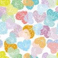 Seamless pattern with sketch hearts Pastel color on a white back