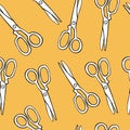 Seamless pattern with sketch style hand drawn scissor