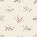 Seamless pattern with sketched vanilla flower and beans