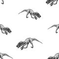 Seamless pattern from sketches of ancient extinct dinosaur