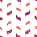 Seamless pattern of sketches autumn rowan leaves