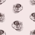 Seamless pattern of sketches coffee cup on saucer