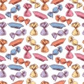 Seamless pattern of sketches different chocolate sweets