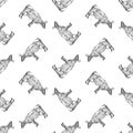 Seamless pattern of sketches domestic cows