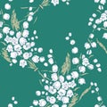 Seamless pattern of sketches lilies of valley