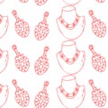 Seamless pattern of sketches mannequin and jewerly